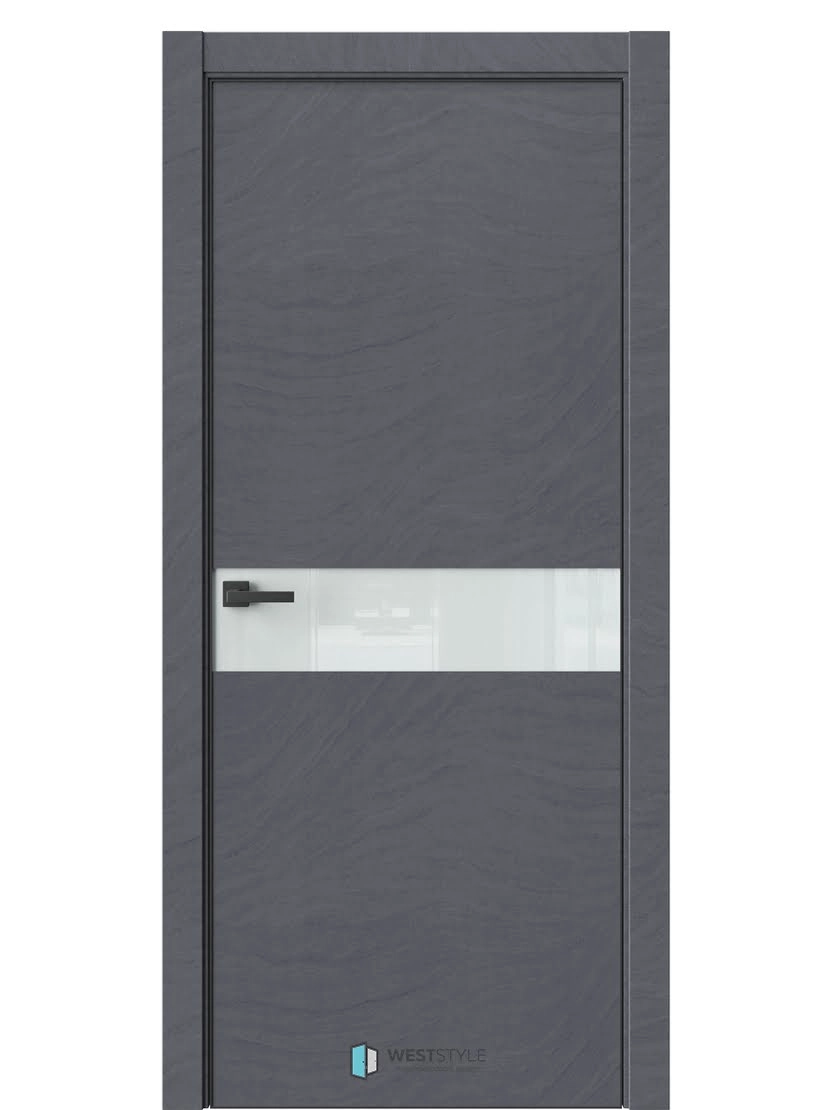 Межкомнатная дверь WestStyle Industrial IN1 ДО Lacobel Белое Стоунлайн дарк